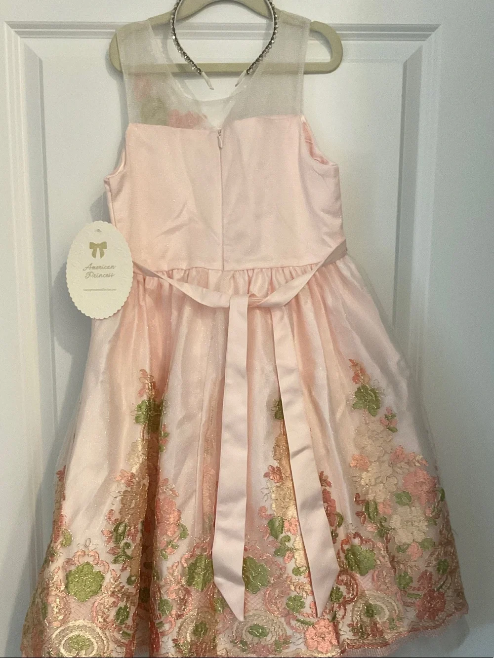 American Princess Pale Pink Floral Embroidered Formal Dress